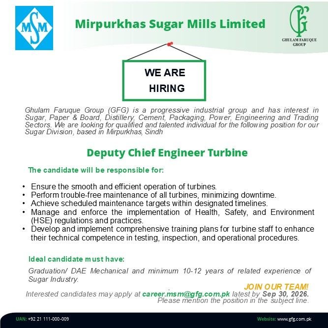 Mirpurkhas Sugar Mills Jobs 2026 ADVERTISEMENT
