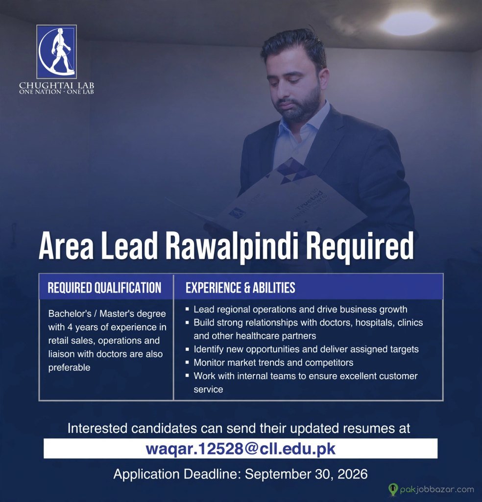 Chughtai Lab Jobs 2026 advertisement