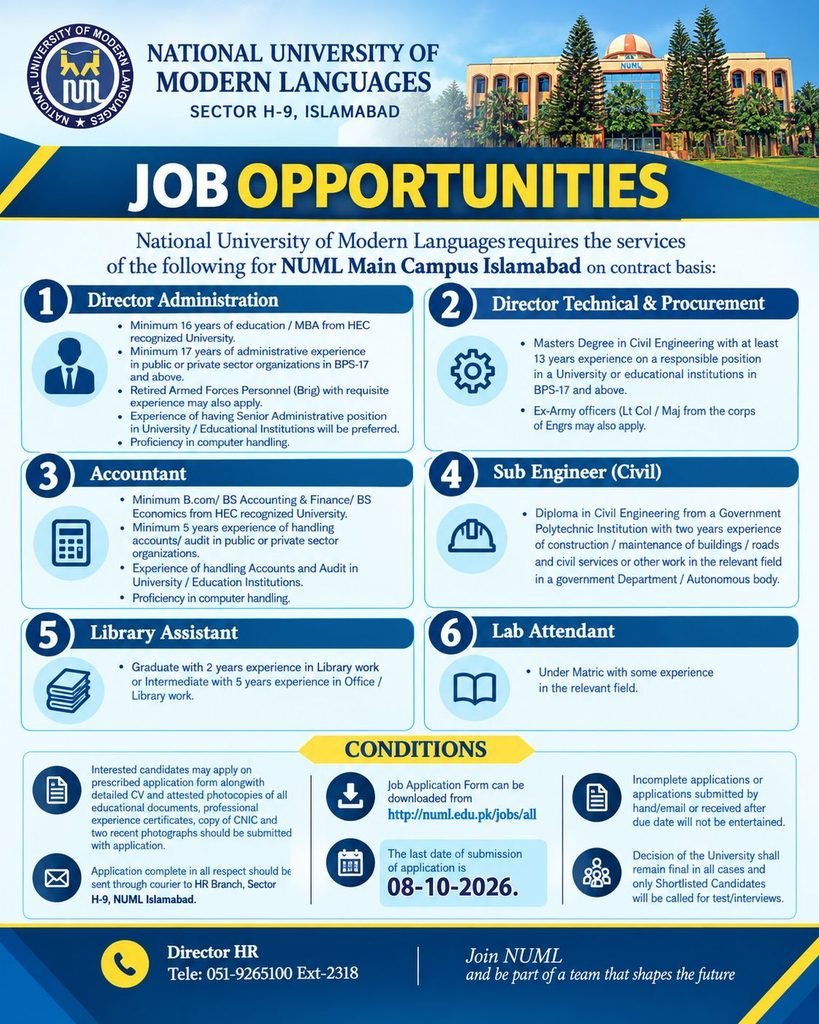 NUML Jobs 2026 ADVERTISEMENT
