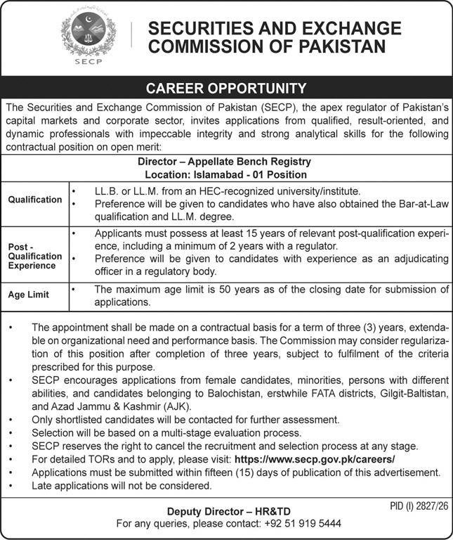 SECP Jobs 2026 advertisement 2