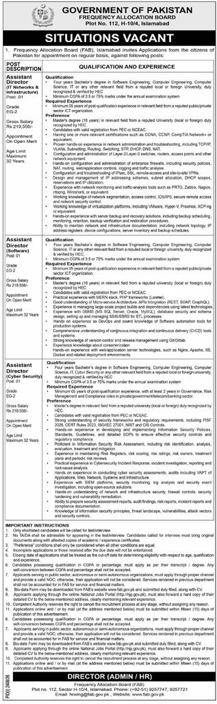 Frequency Allocation Board Jobs ADVERTISEMENT