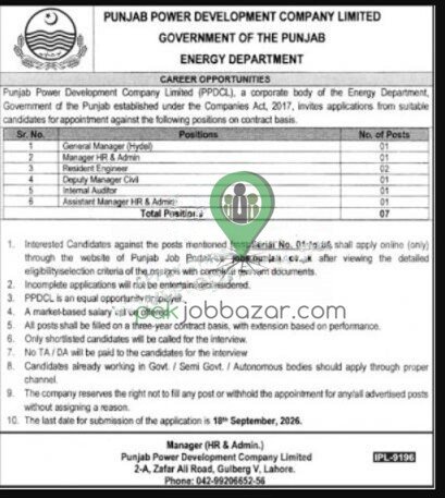 Punjab Power Development Company Limited Jobs 2026 Advertisement