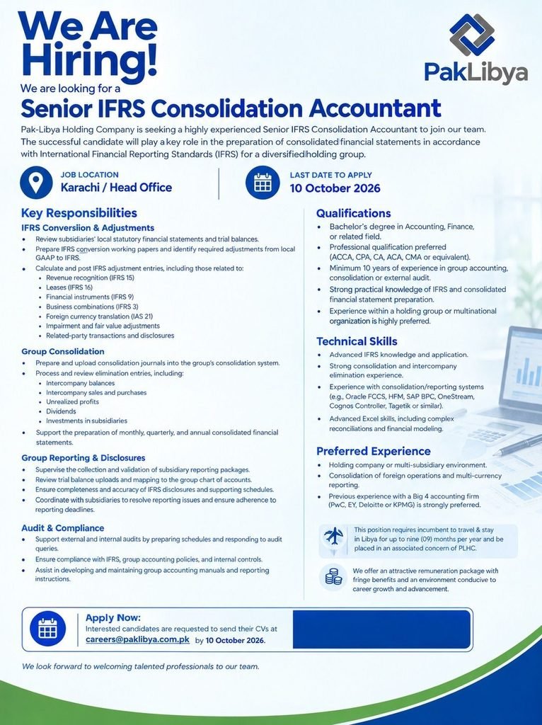 Senior IFRS Consolidation Accountant Advertisement