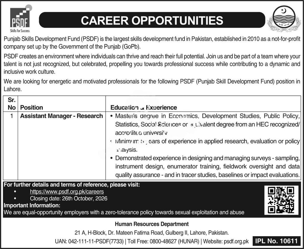 PSDF Jobs 2026 Advertisement
