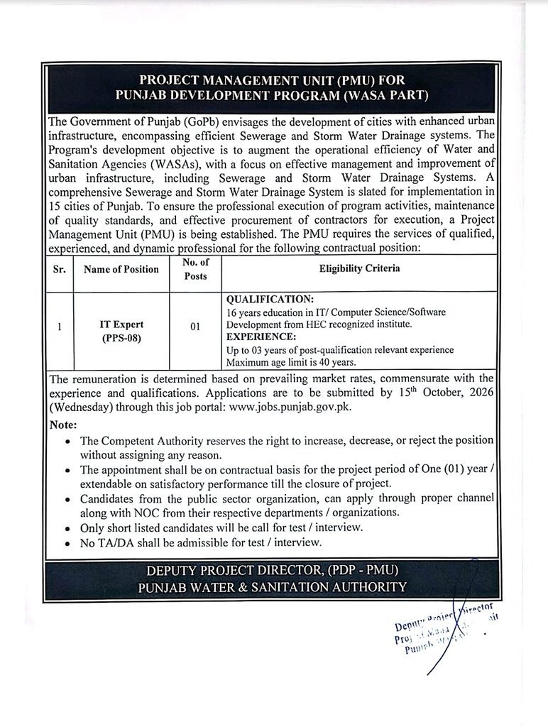 PMU Punjab Jobs 2026 Advertisement