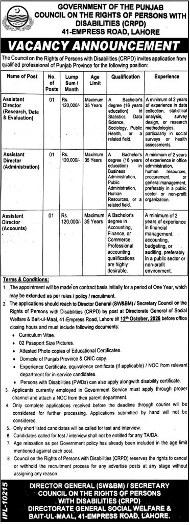 Assistant Director Jobs 2026 advertisement