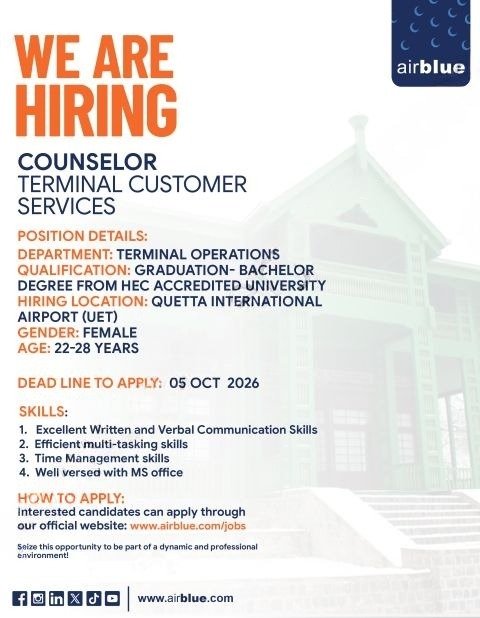 Airblue Jobs 2026 advertisement 1