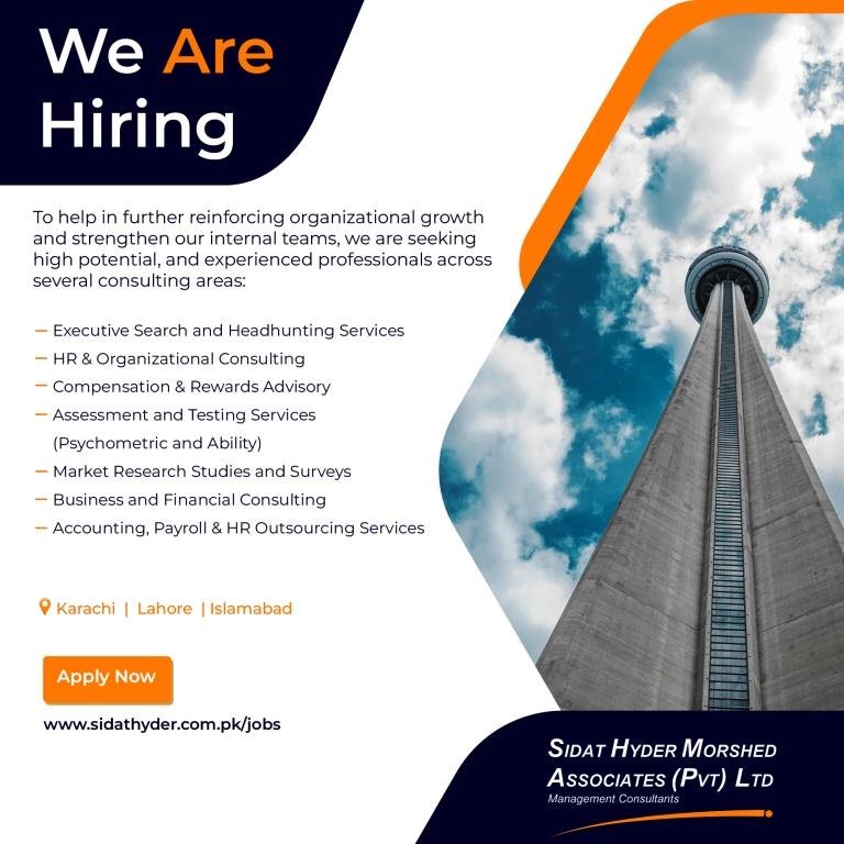 Sidat Hyder Morshed Associates Jobs 2026 Advertisement