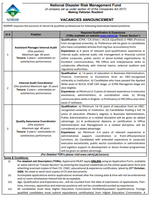 NDRMF Jobs 2026 Advertisement