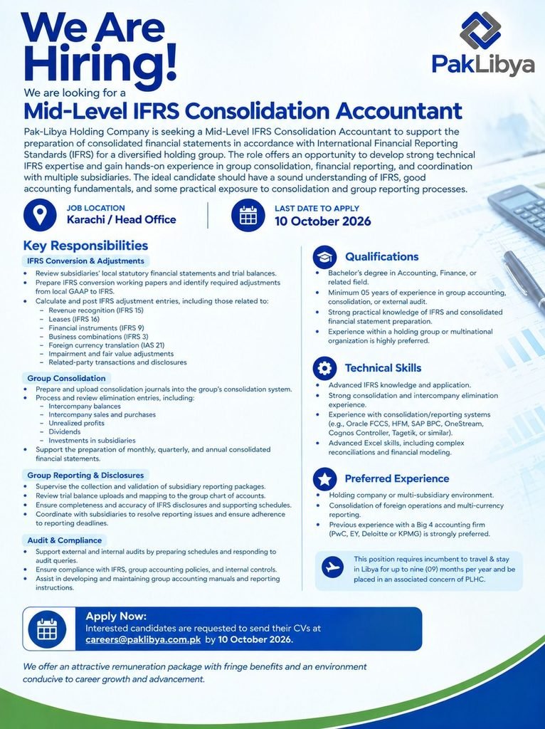 Senior IFRS Consolidation Accountant Advertisement