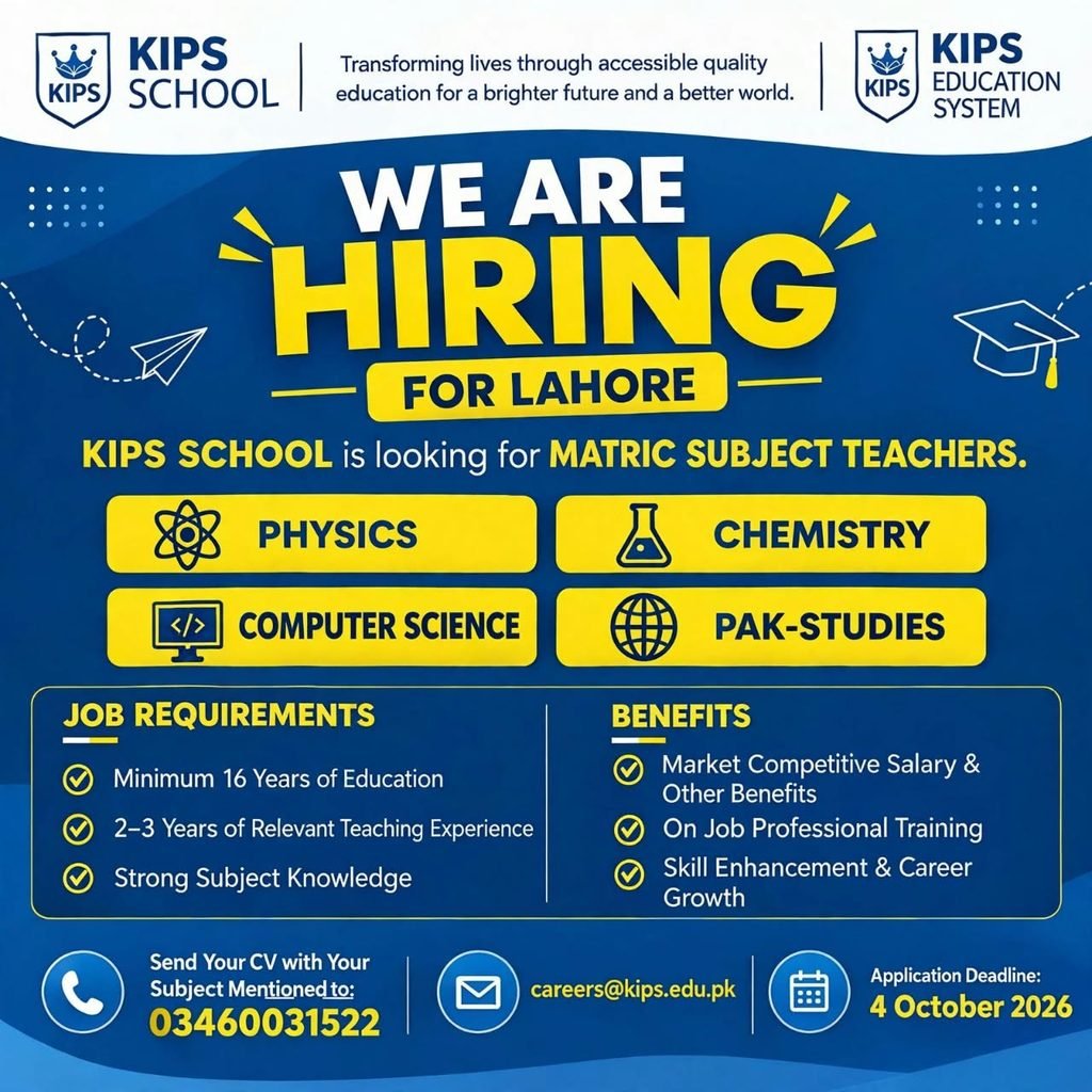 KIPS School Jobs 2026 ADVERTISEMENT