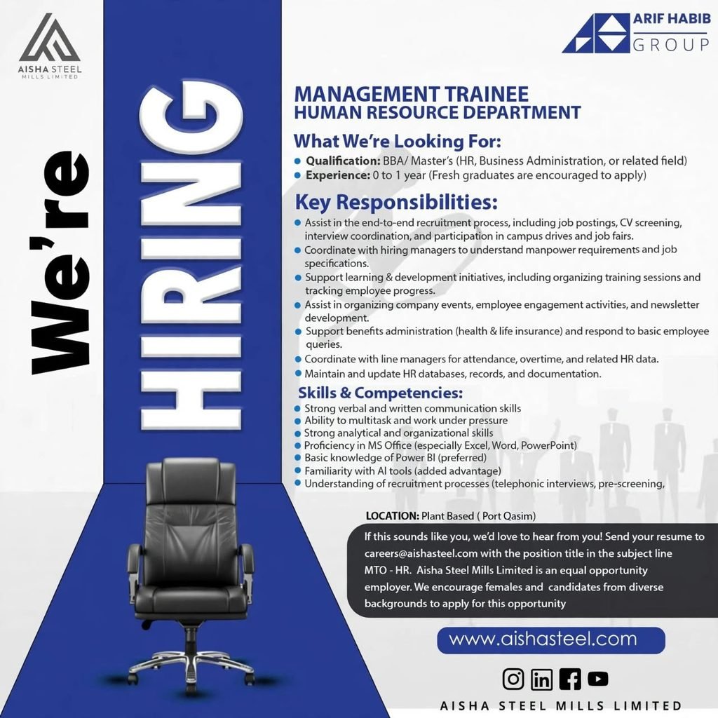 Aisha Steel Mills Jobs ADVERTISEMENT