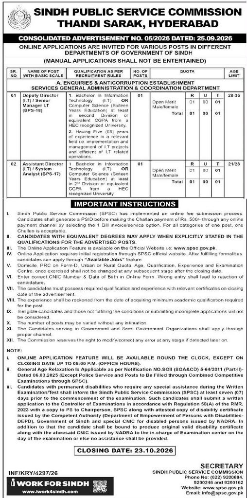 SPSC Jobs 2026 ADVERTISEMENT