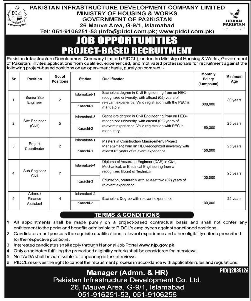 PIDCL Jobs ADVERTISEMENT