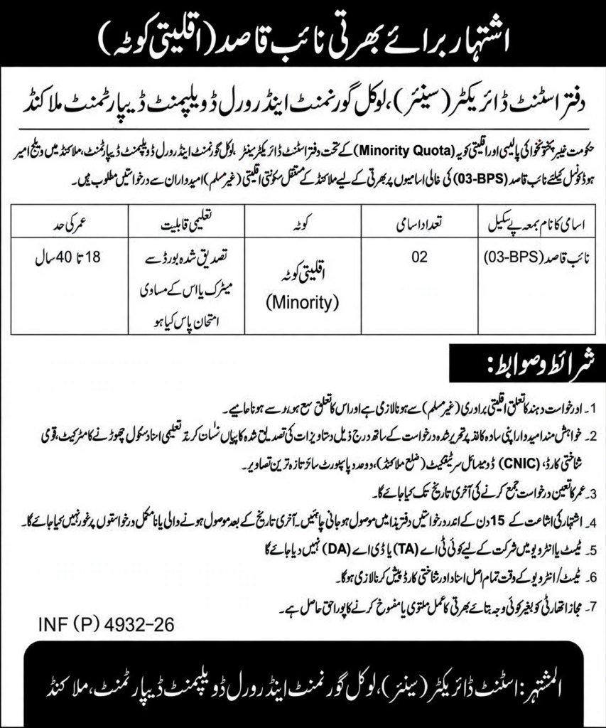 Naib Qasid Jobs 2026 ADVERTISEMENT