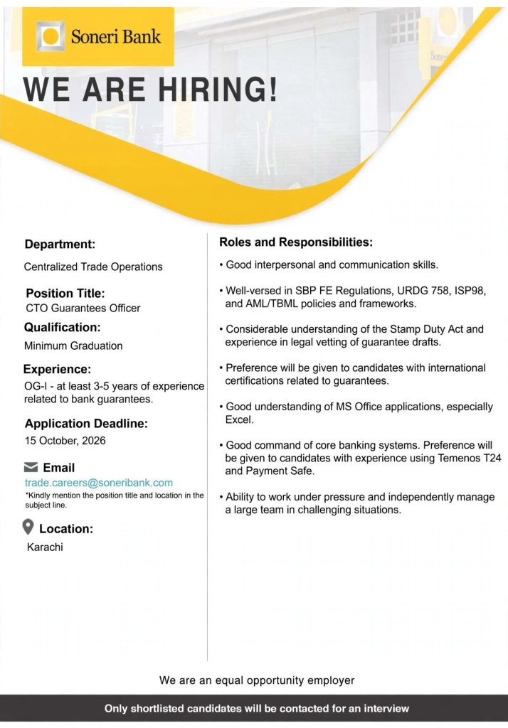 Soneri Bank Jobs 2026 Advertisement