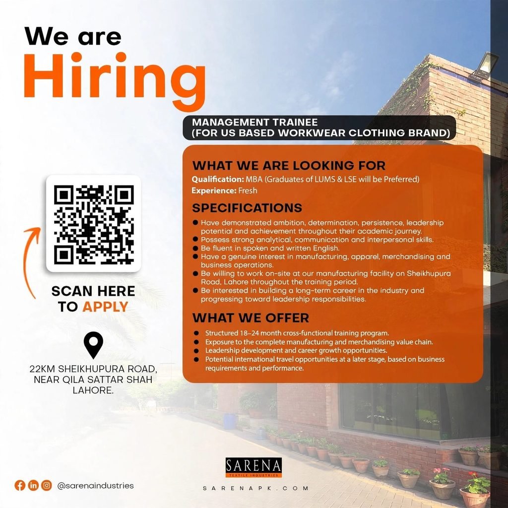 Sarena Industries Jobs Advertisement