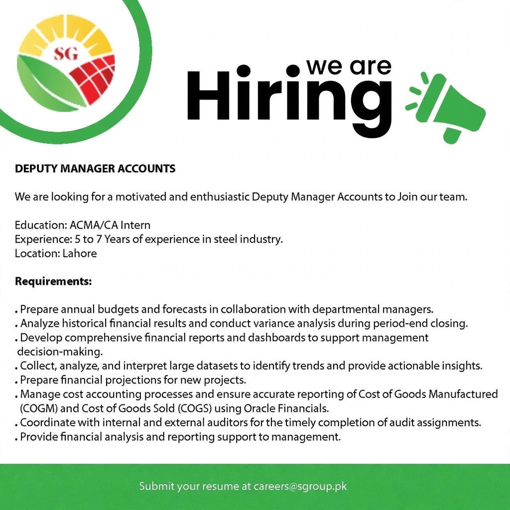 SG Group Jobs Advertisement