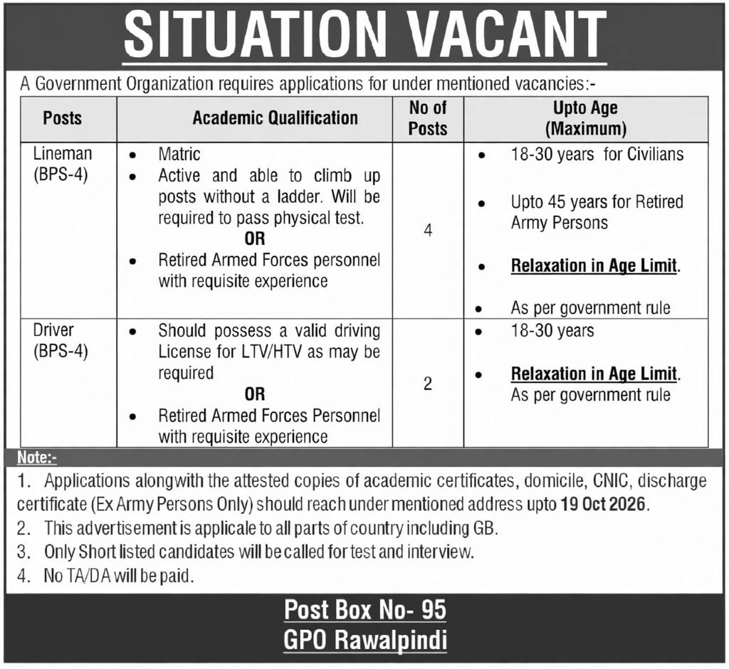 Government Organization Jobs Advertisement