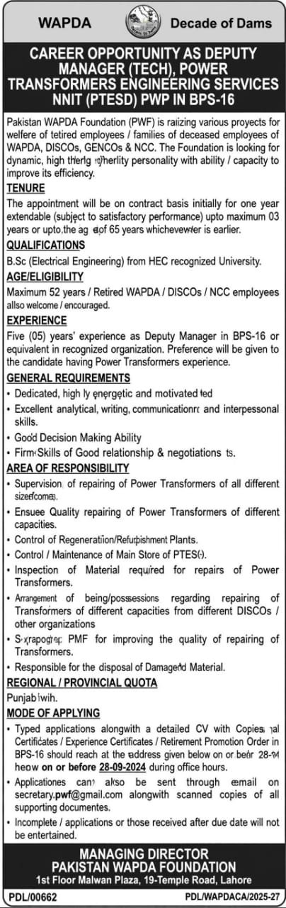 WAPDA Jobs 2026 Advertisement