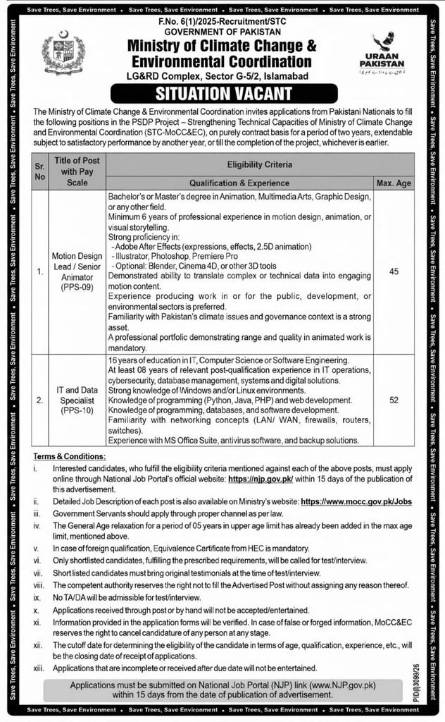 Government of Pakistan Jobs Advertisement