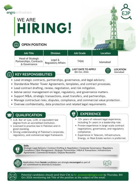 Engro Enfrashare Jobs advertisement 3